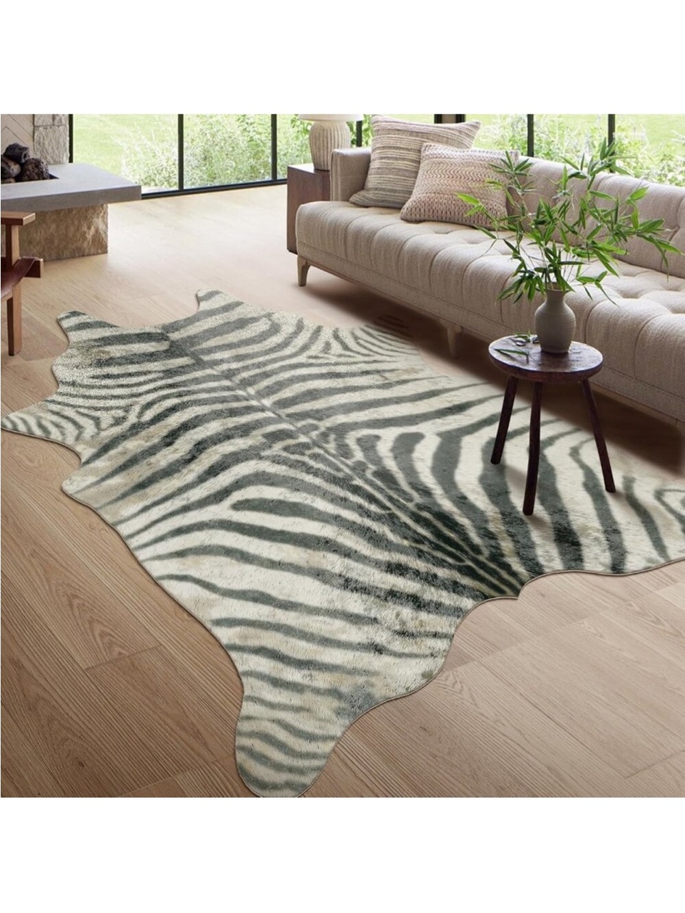 Zebra Rug Print Carpet 4.6 x 5.2 Feet